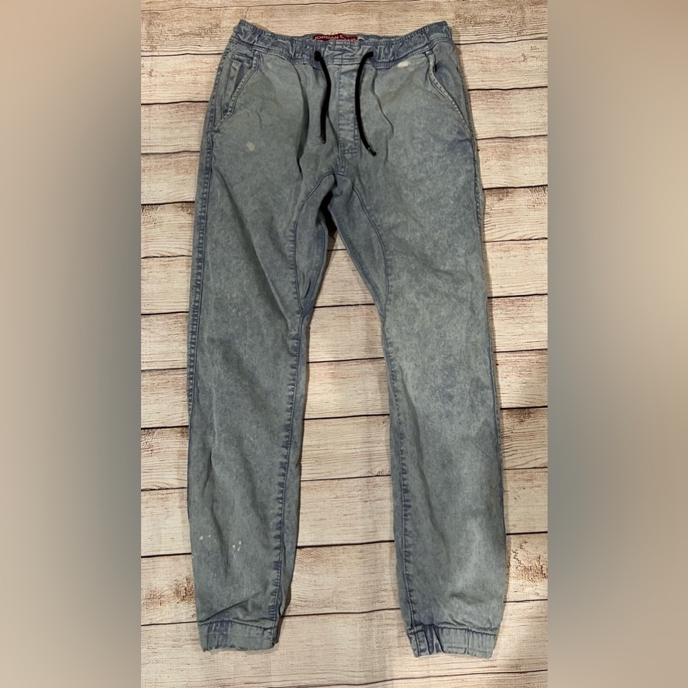 Jordan Craig Light Blue Stone Washed Drawstring Waist jogger Jeans 30x30